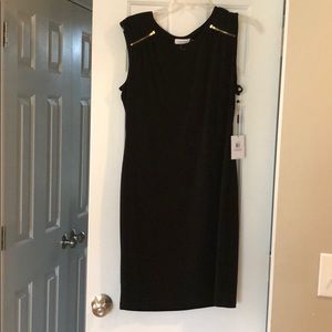 Calvin Klein black dress with gold zipper detail